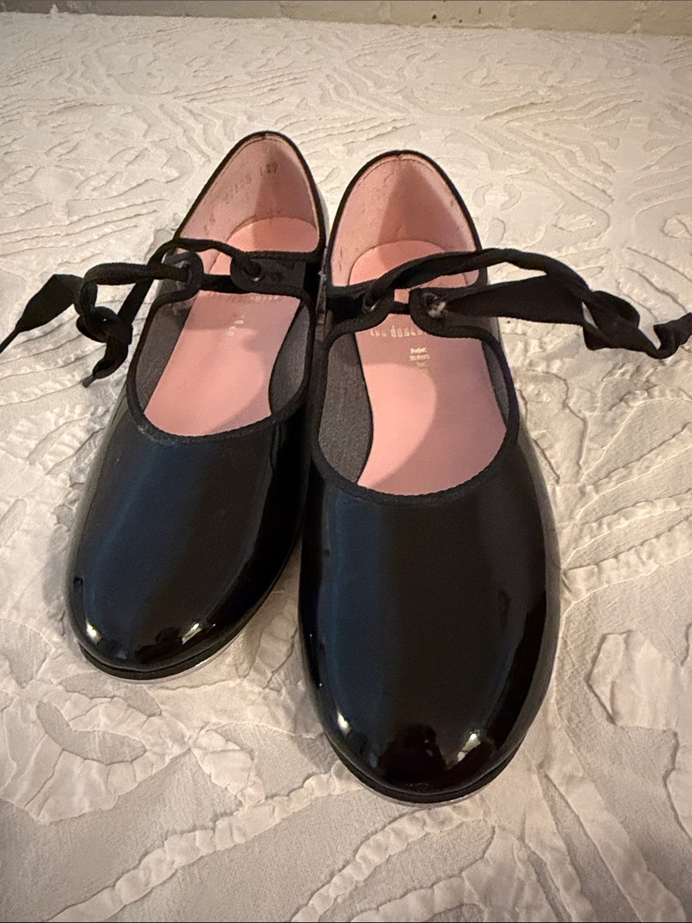 Capezio Black Patent Mary Jane Tap Shoes with Pink Lining
